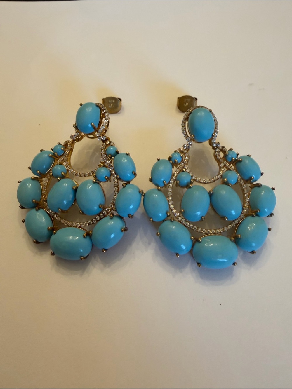 Turquoise Chandelier Earrings! Gold plate and silver . Gorgeous!!!